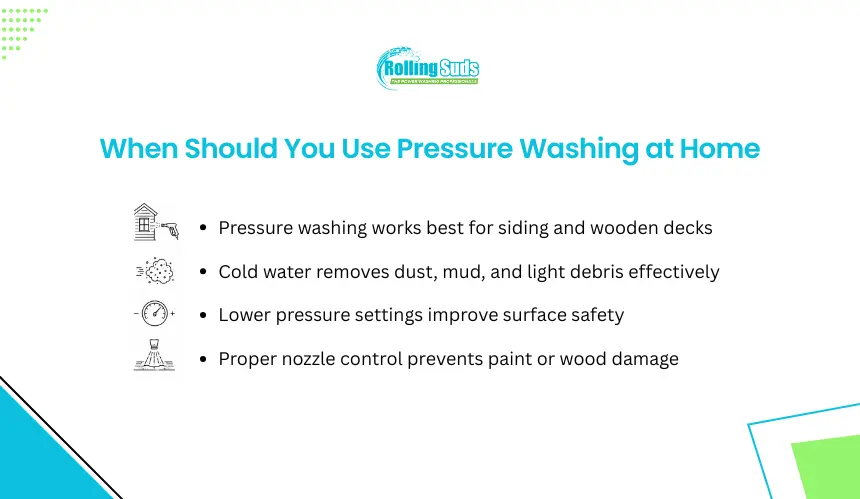 Infographic shows when homeowners should use pressure washing safely