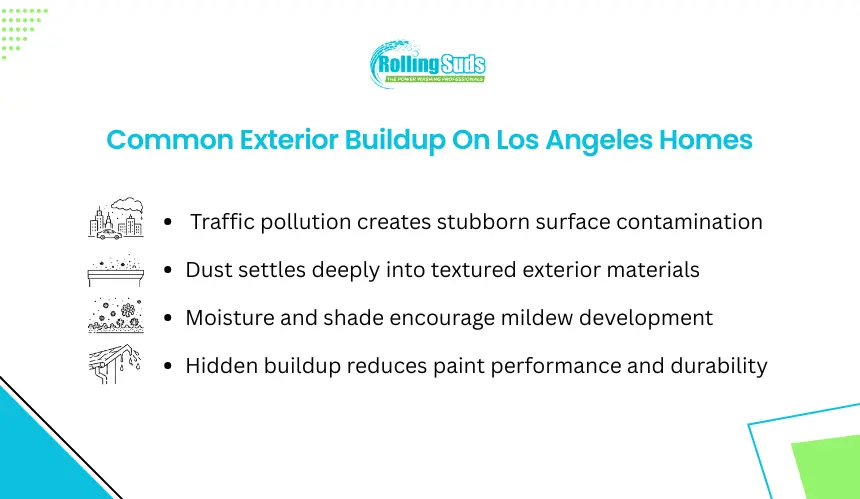 Infographic shows common exterior buildup affecting Los Angeles homes