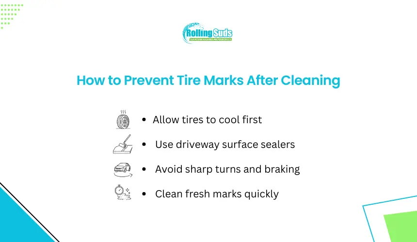 Infographic shows ways to prevent tire marks after driveway cleaning