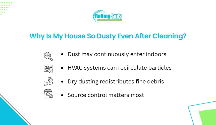 Infographic explains why a house stays dusty after regular cleaning