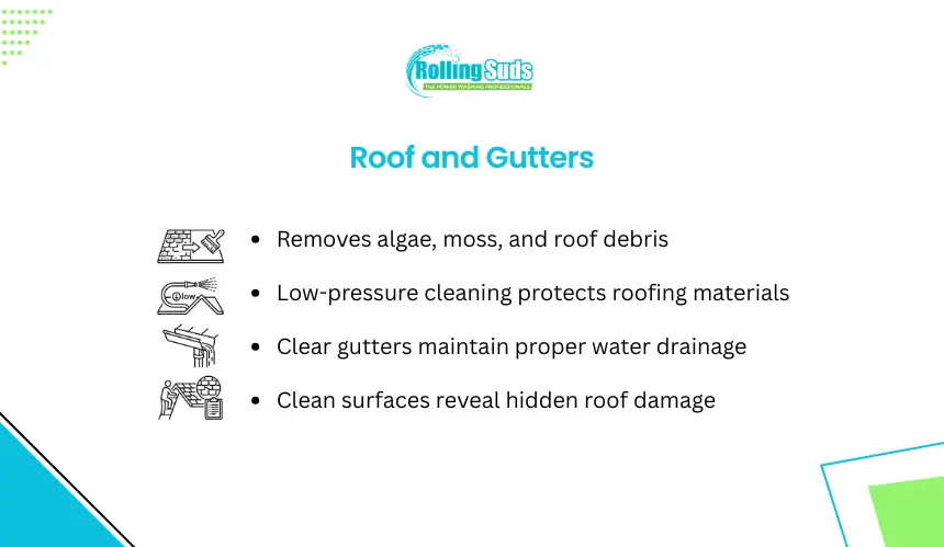 Infographic shows roof and gutter cleaning benefits for exterior care