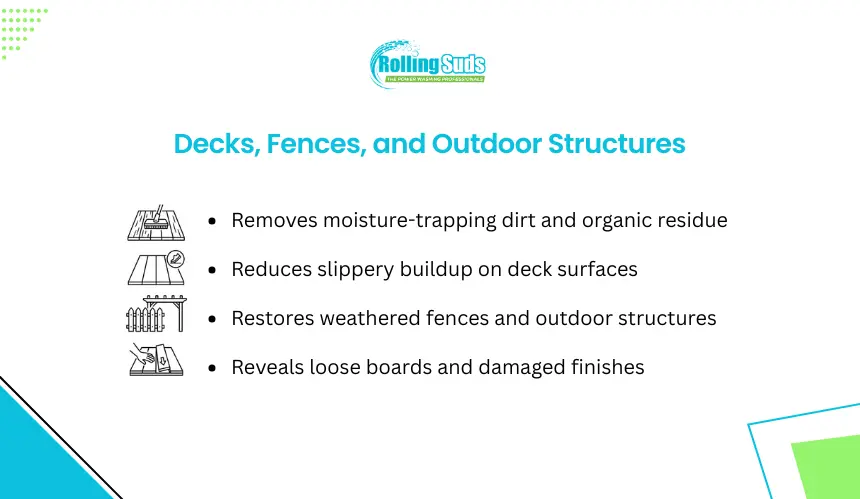 Infographic shows washing decks fences and outdoor structures safely